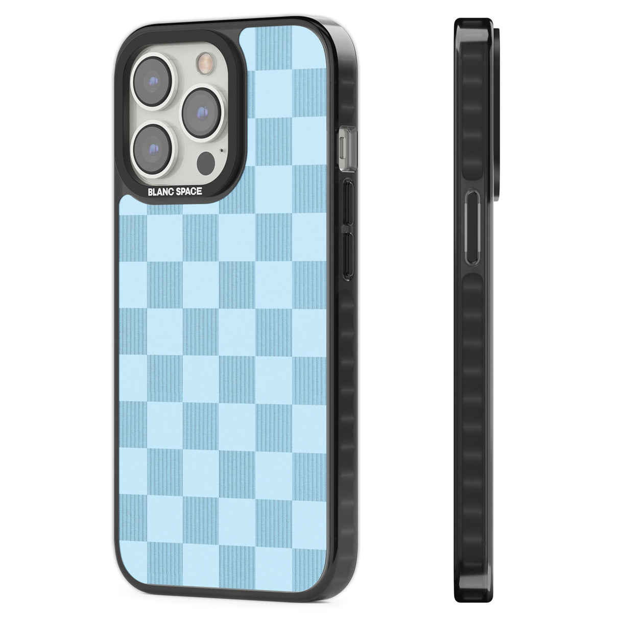 SKYBLUE CHECKERED Black Impact Phone Case for iPhone 13 Pro, iPhone 14 Pro, iPhone 15 Pro