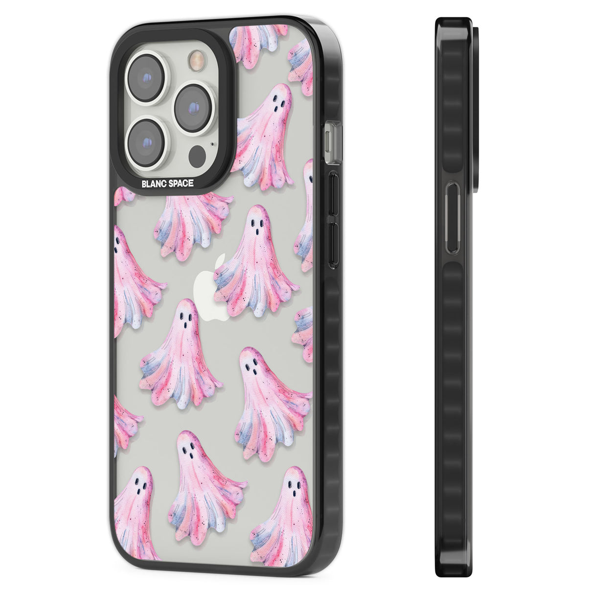 Pink Ghosts Black Impact Phone Case for iPhone 13 Pro, iPhone 14 Pro, iPhone 15 Pro