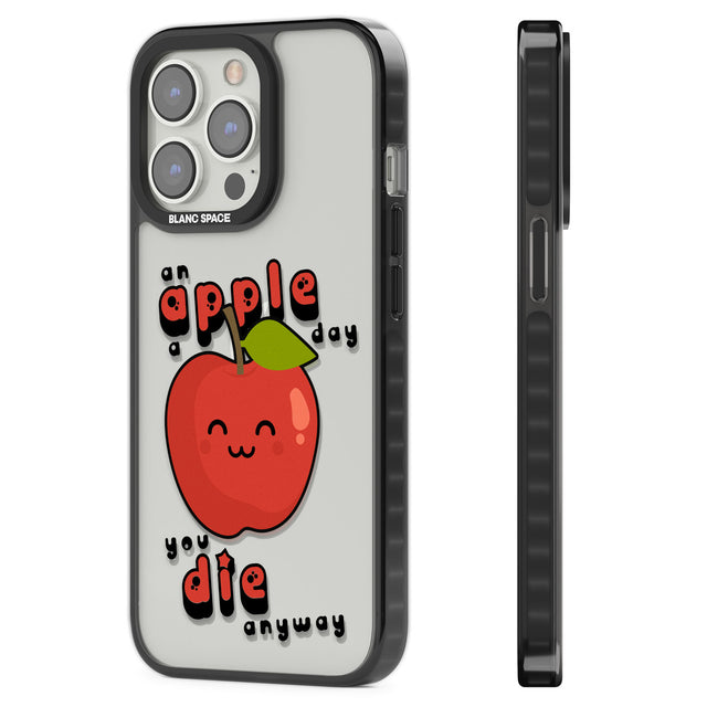 An Apple a Day Black Impact Phone Case for iPhone 13 Pro, iPhone 14 Pro, iPhone 15 Pro