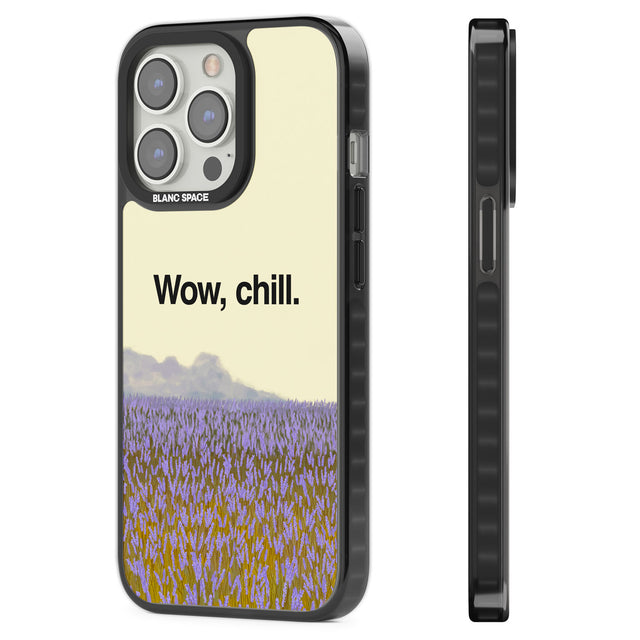 Wow, chill Black Impact Phone Case for iPhone 13 Pro, iPhone 14 Pro, iPhone 15 Pro