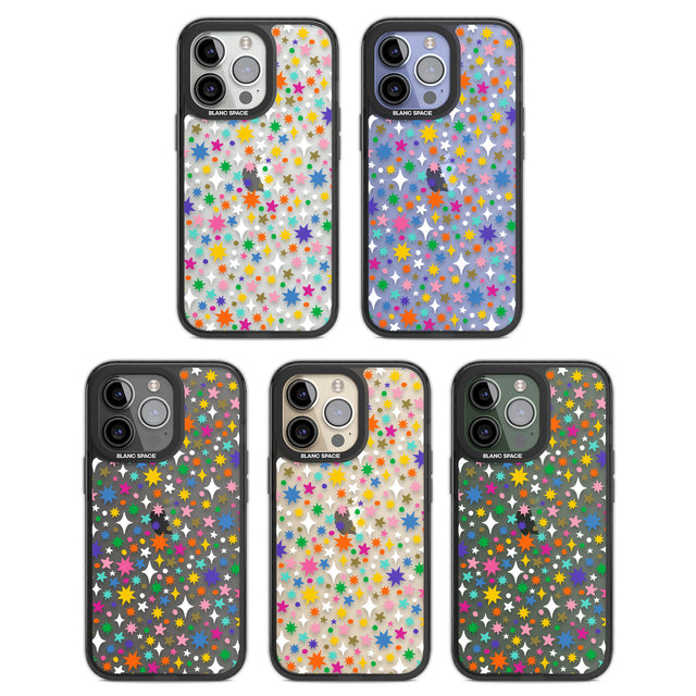 Rainbow Starburst Black Impact Phone Case for iPhone 13 Pro, iPhone 14 Pro, iPhone 15 Pro