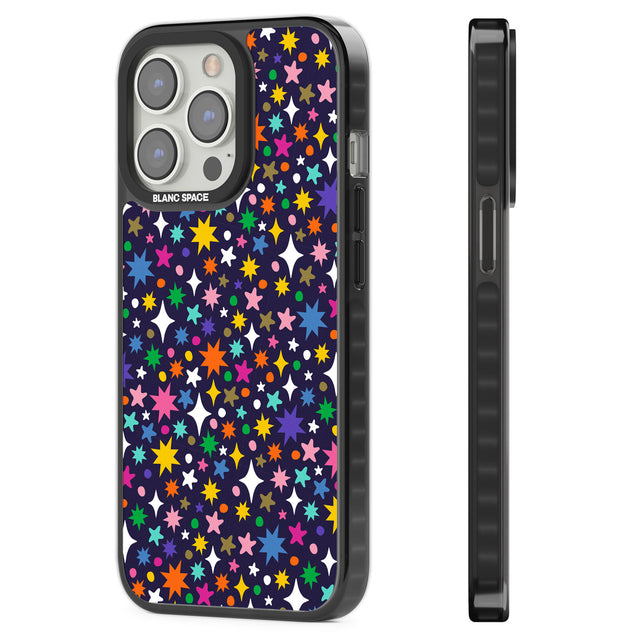Rainbow Starburst (Purple) Black Impact Phone Case for iPhone 13 Pro, iPhone 14 Pro, iPhone 15 Pro