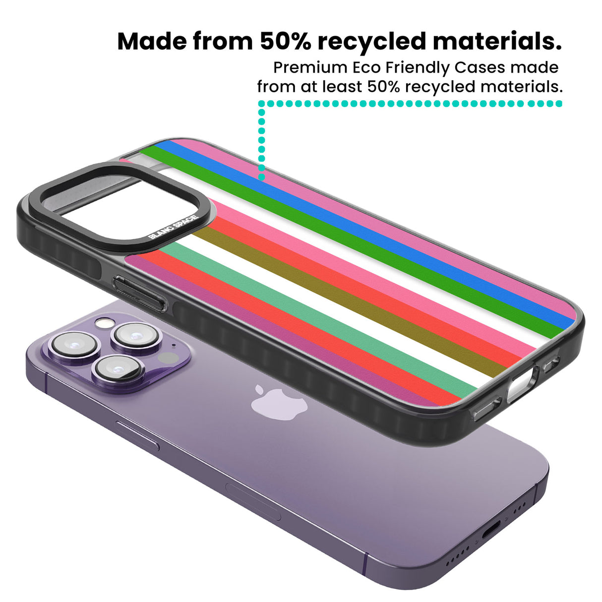Vibrant Stripes Black Impact Phone Case for iPhone 13 Pro, iPhone 14 Pro, iPhone 15 Pro