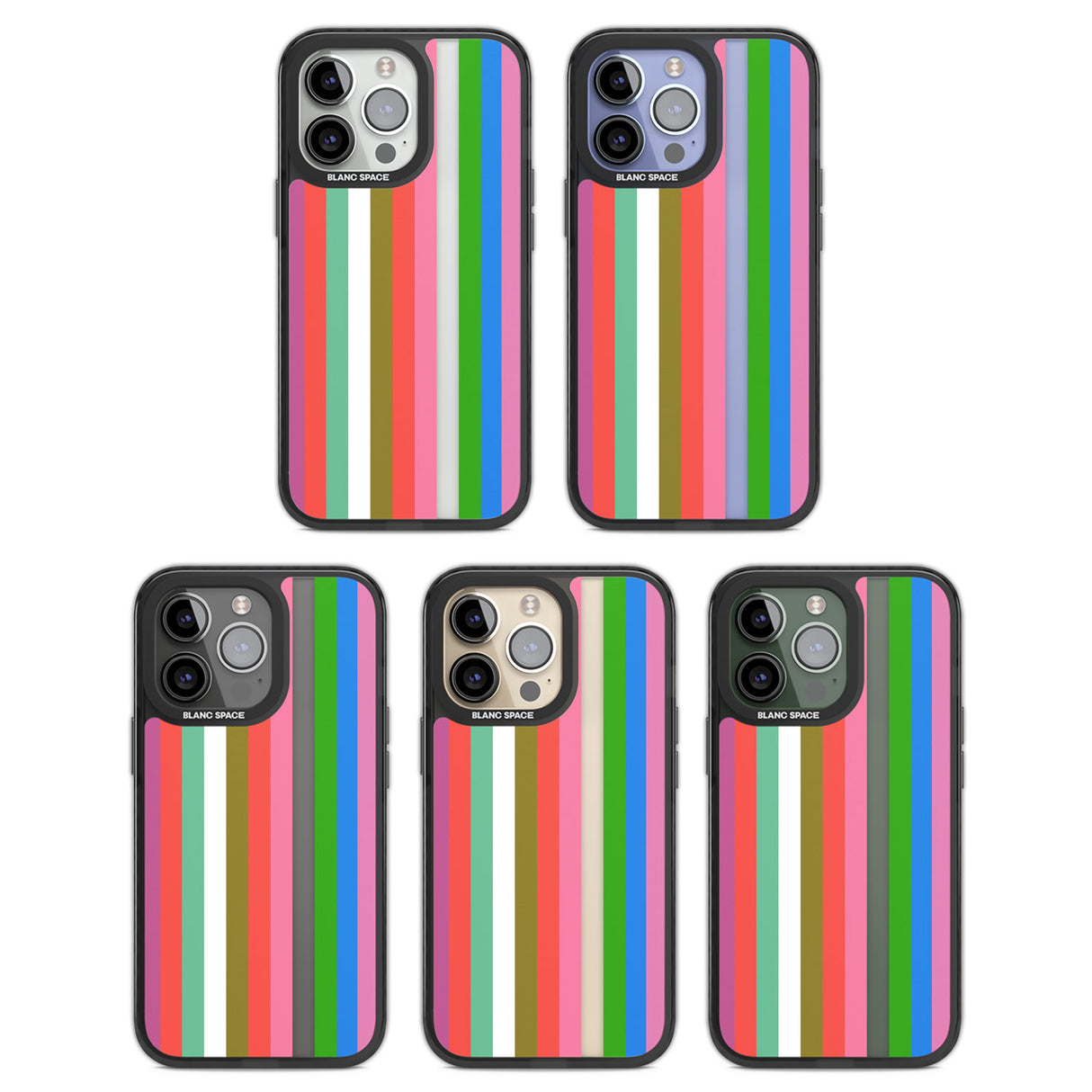 Vibrant Stripes Black Impact Phone Case for iPhone 13 Pro, iPhone 14 Pro, iPhone 15 Pro