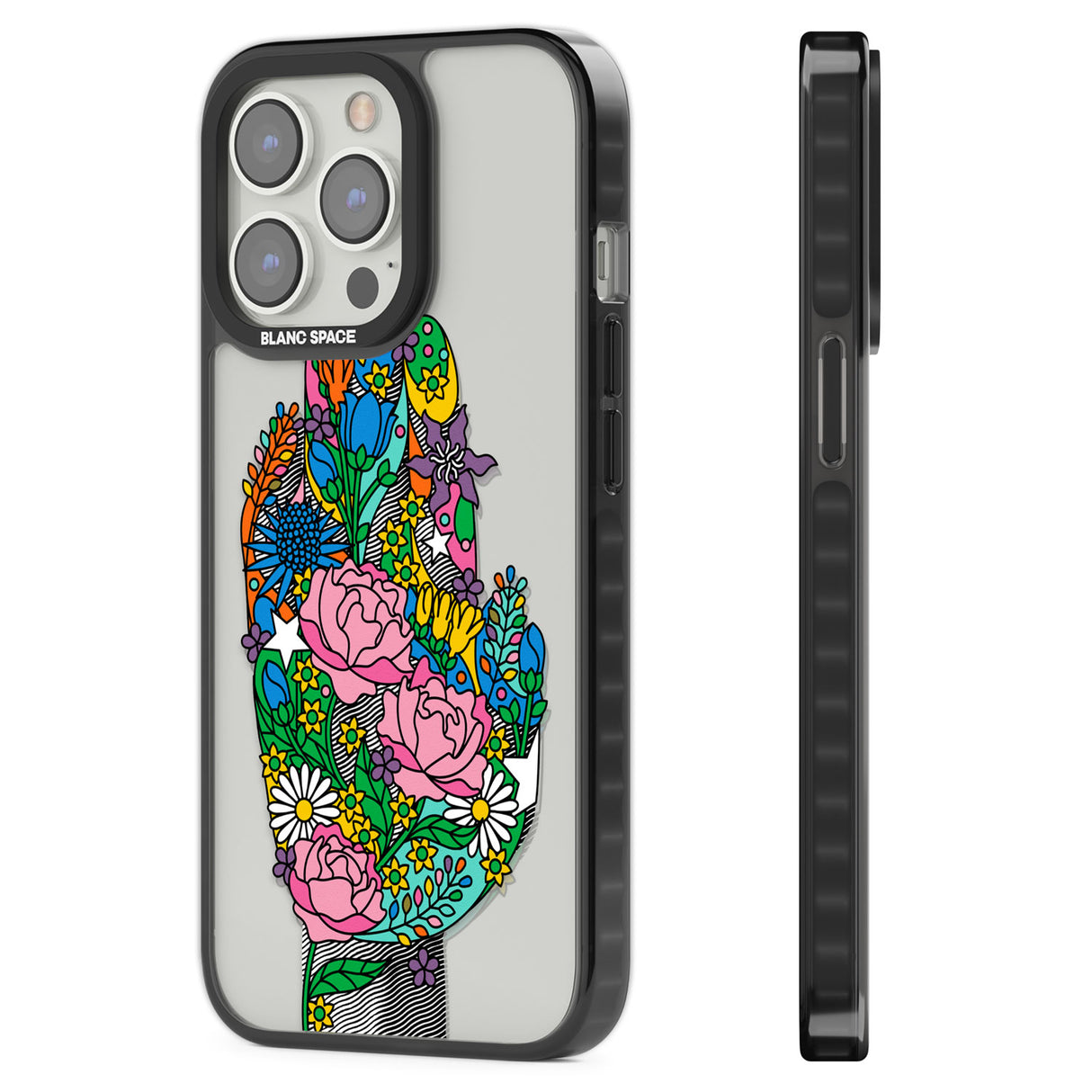 Garden Touch Black Impact Phone Case for iPhone 13 Pro, iPhone 14 Pro, iPhone 15 Pro