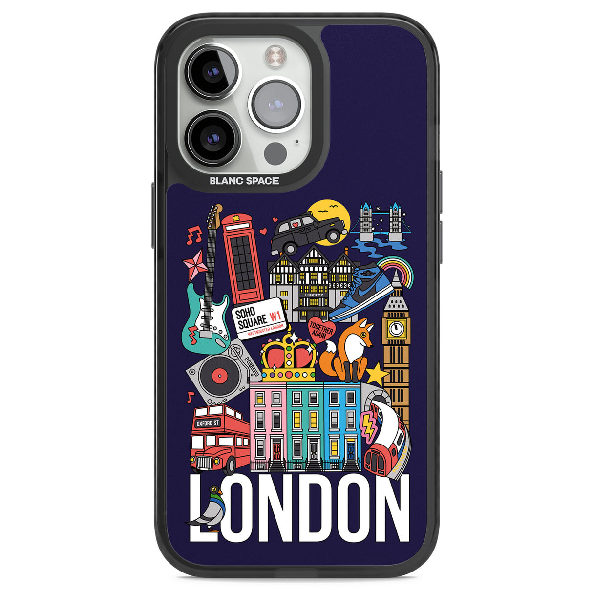 London Calling Black Impact Phone Case for iPhone 13 Pro, iPhone 14 Pro, iPhone 15 Pro