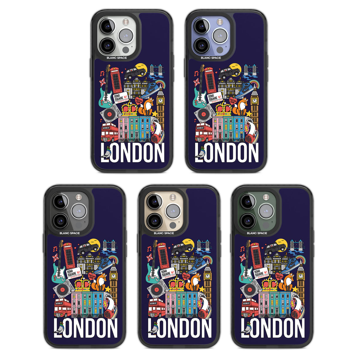London Calling Black Impact Phone Case for iPhone 13 Pro, iPhone 14 Pro, iPhone 15 Pro