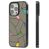 Multicolour Optic Waves Black Impact Phone Case for iPhone 13 Pro, iPhone 14 Pro, iPhone 15 Pro