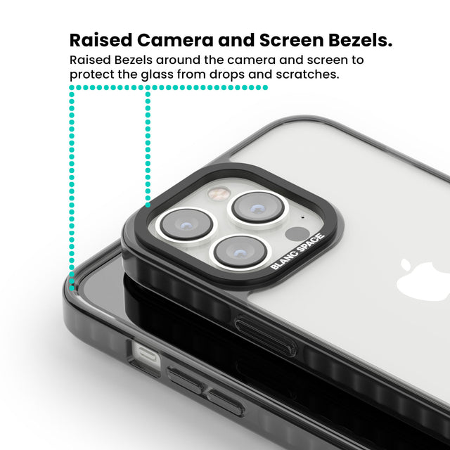 Rose Stars Pattern (Clear) Black Impact Phone Case for iPhone 13 Pro, iPhone 14 Pro, iPhone 15 Pro