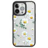 Vintage Painted Daisies Black Impact Phone Case for iPhone 13 Pro, iPhone 14 Pro, iPhone 15 Pro