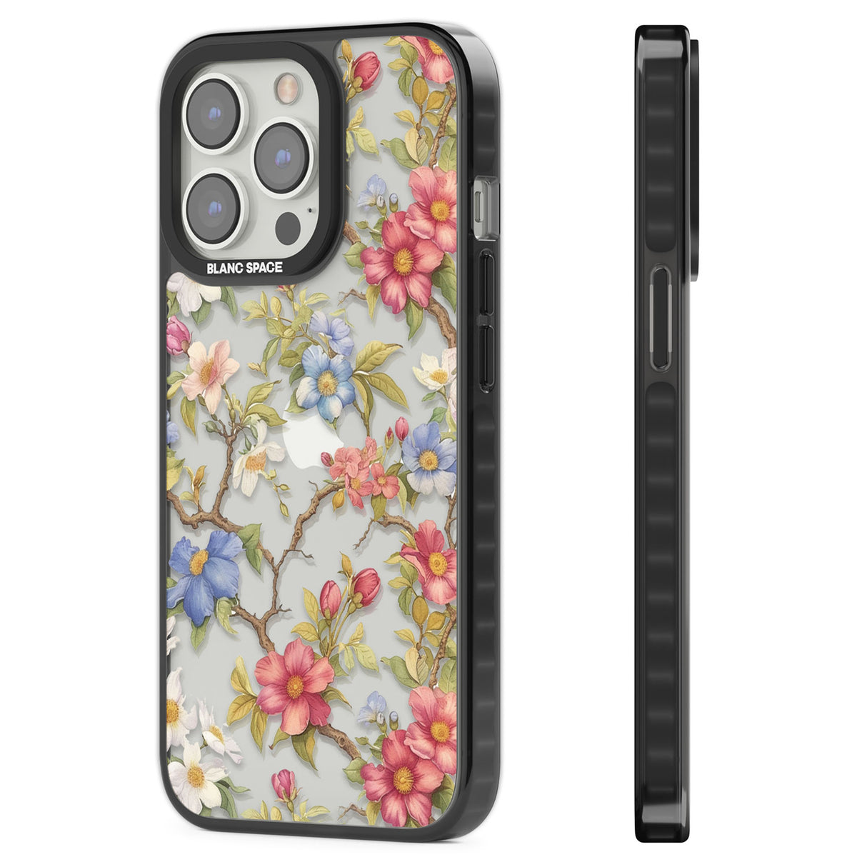 Vintage Vines & Flowers Black Impact Phone Case for iPhone 13 Pro, iPhone 14 Pro, iPhone 15 Pro