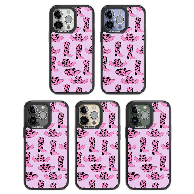 Cow-Girl Pattern Black Impact Phone Case for iPhone 13 Pro, iPhone 14 Pro, iPhone 15 Pro