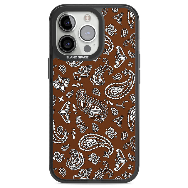 Brown Bandana Black Impact Phone Case for iPhone 13 Pro, iPhone 14 Pro, iPhone 15 Pro