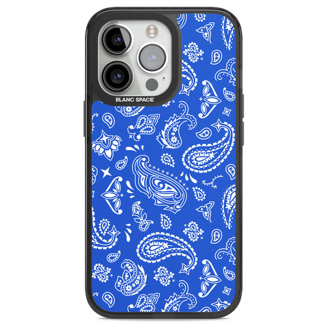 Blue Bandana Black Impact Phone Case for iPhone 13 Pro, iPhone 14 Pro, iPhone 15 Pro