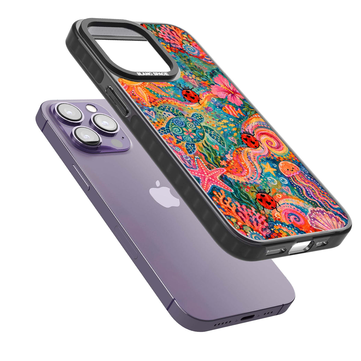Coral Whimsy for her iPhone case | Black Impact case for iPhone 13 Pro, iPhone 14 Pro, iPhone 15 Pro