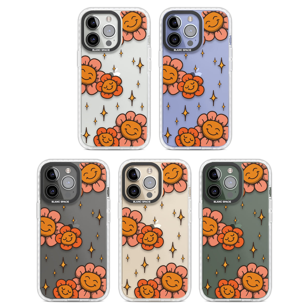 Mellow Flowers Clear Impact Phone Case for iPhone 13 Pro, iPhone 14 Pro, iPhone 15 Pro