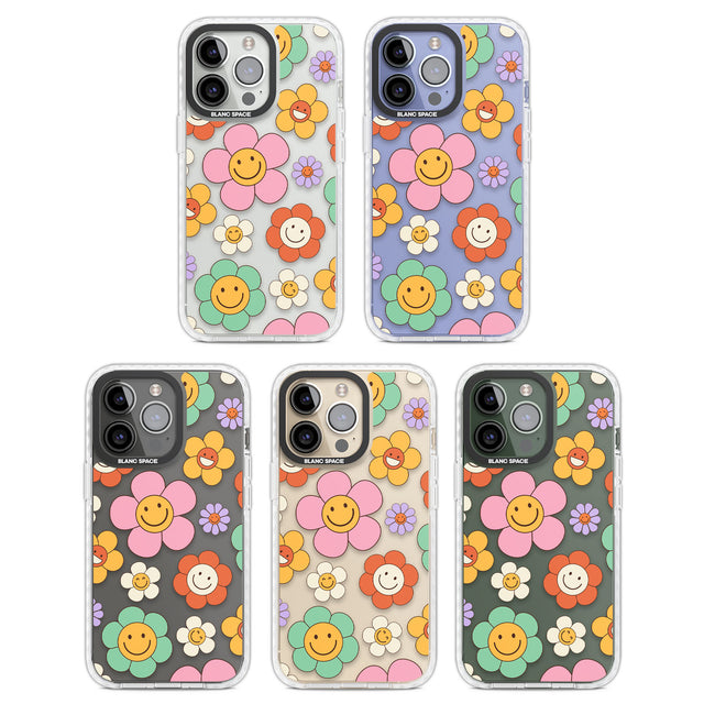 Happy Blossoms Clear Impact Phone Case for iPhone 13 Pro, iPhone 14 Pro, iPhone 15 Pro