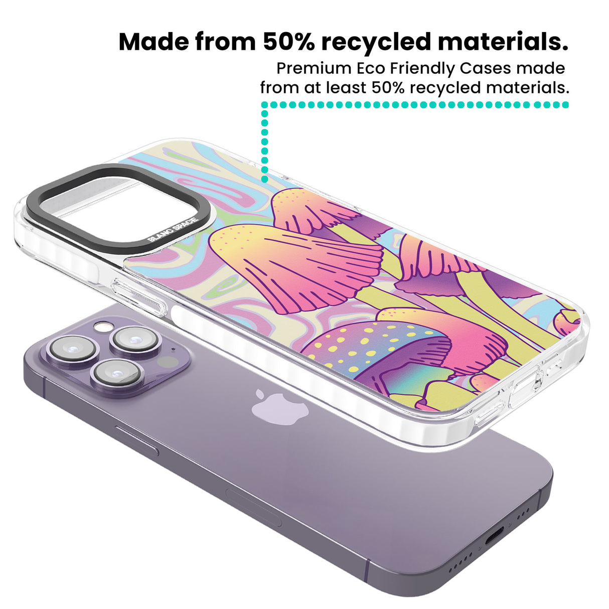 Shroomin' Clear Impact Phone Case for iPhone 13 Pro, iPhone 14 Pro, iPhone 15 Pro