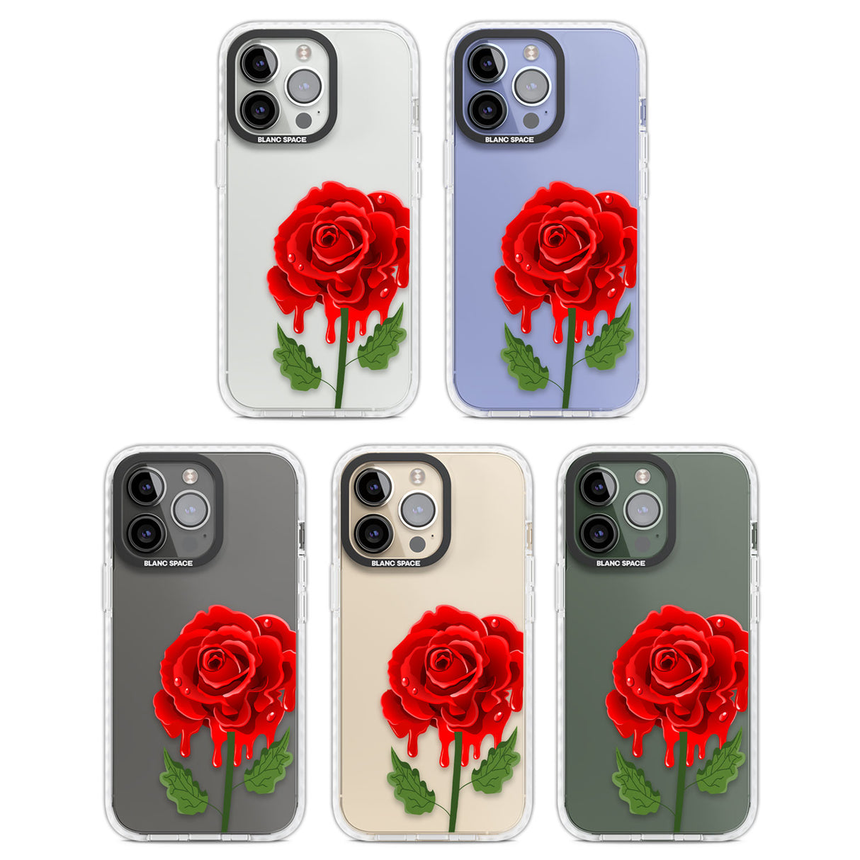 Melting Rose Clear Impact Phone Case for iPhone 13 Pro, iPhone 14 Pro, iPhone 15 Pro