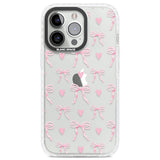 Pink Bows & Hearts Clear Impact Phone Case for iPhone 13 Pro, iPhone 14 Pro, iPhone 15 Pro