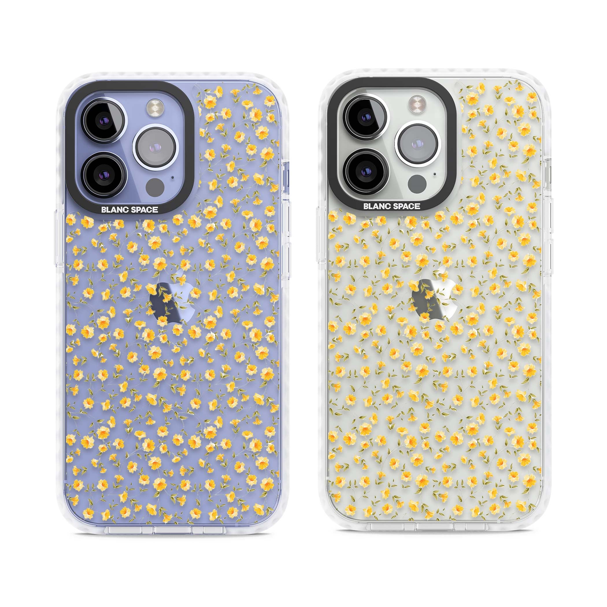 Buttercup wildflower iPhone case featuring tiny yellow flowers and trailing green vines on clear | Clear Impact case for iPhone 13 Pro, iPhone 14 Pro, iPhone 15 Pro