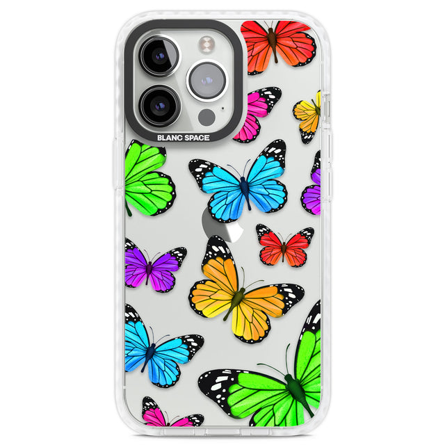 Vibrant Butterflies Clear Impact Phone Case for iPhone 13 Pro, iPhone 14 Pro, iPhone 15 Pro