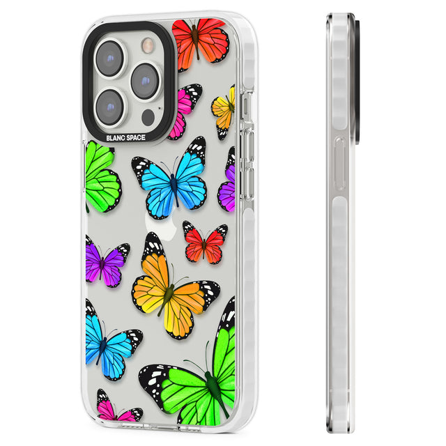 Vibrant Butterflies Clear Impact Phone Case for iPhone 13 Pro, iPhone 14 Pro, iPhone 15 Pro