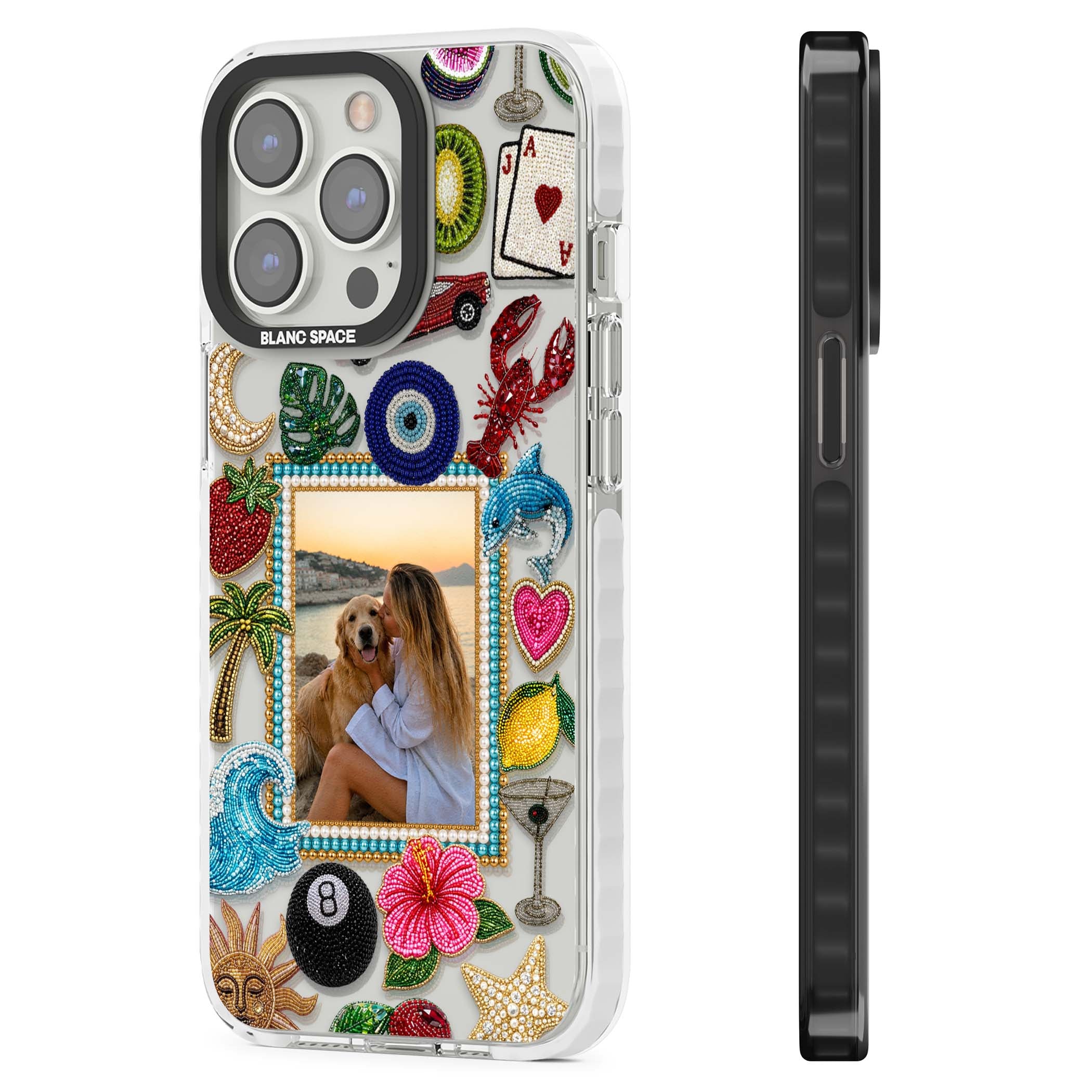 Beaded Photo coastal iPhone case | Clear Impact case for iPhone 13 Pro, iPhone 14 Pro, iPhone 15 Pro