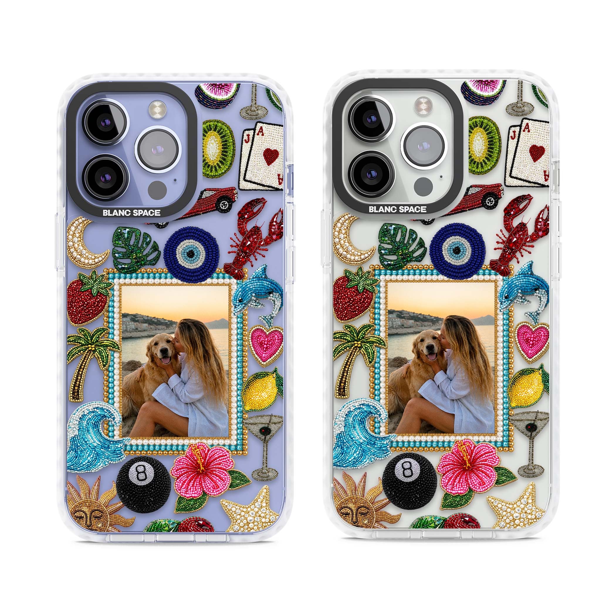 Beaded Photo coastal iPhone case | Clear Impact case for iPhone 13 Pro, iPhone 14 Pro, iPhone 15 Pro