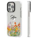 Personalised Summer Wildflowers Clear Impact Phone Case for iPhone 13 Pro, iPhone 14 Pro, iPhone 15 Pro