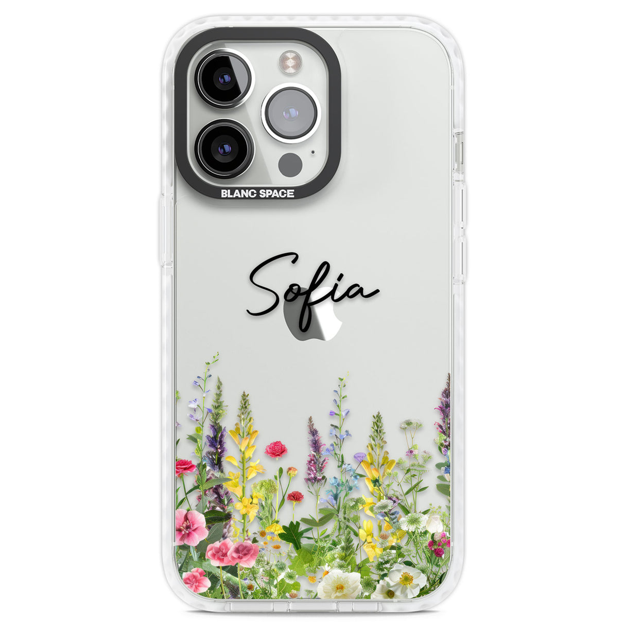 Personalised Garden Wildfowers Clear Impact Phone Case for iPhone 13 Pro, iPhone 14 Pro, iPhone 15 Pro