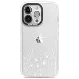 Personalised White Wildflowers Clear Impact Phone Case for iPhone 13 Pro, iPhone 14 Pro, iPhone 15 Pro