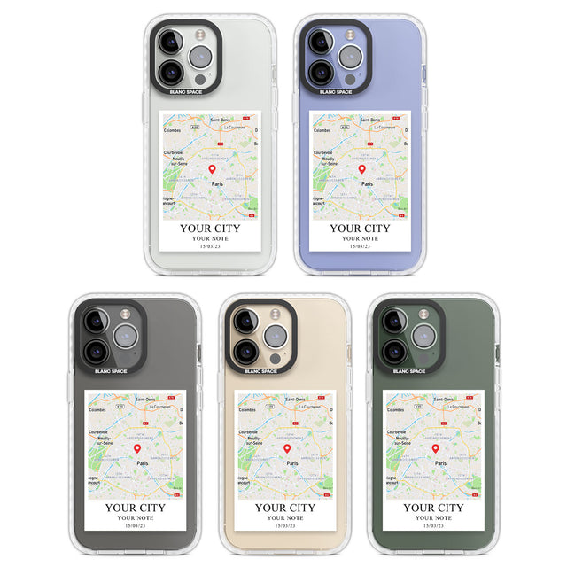 Personalised World Map Clear Impact Phone Case for iPhone 13 Pro, iPhone 14 Pro, iPhone 15 Pro