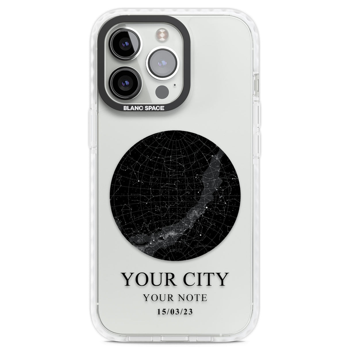 Personalised Star Map Clear Impact Phone Case for iPhone 13 Pro, iPhone 14 Pro, iPhone 15 Pro