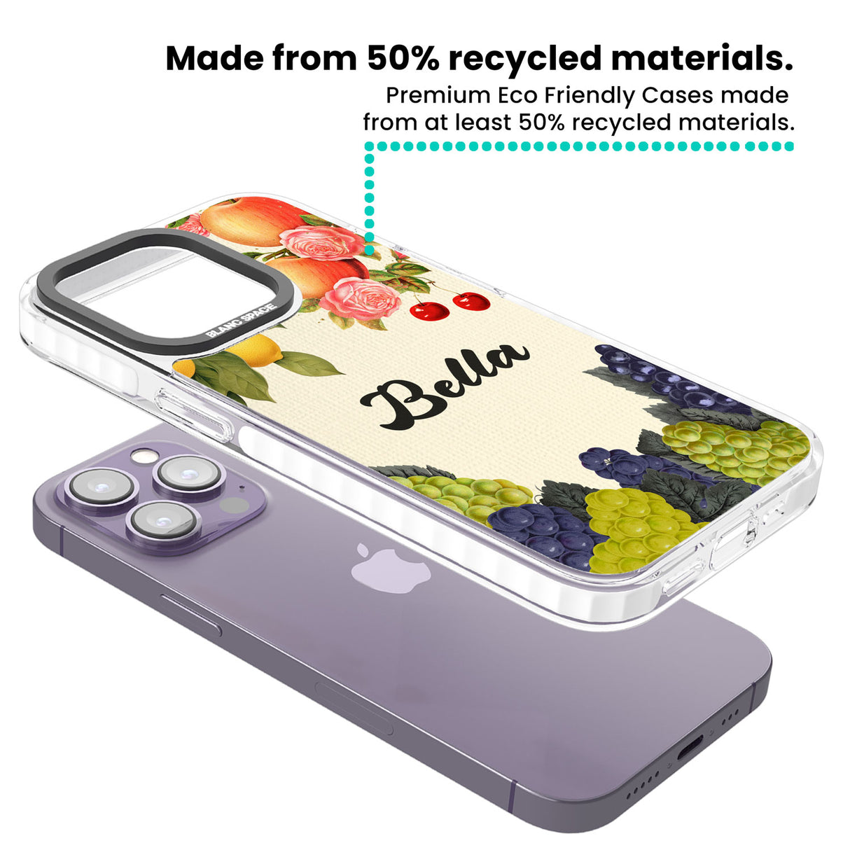 Personalised Vintage Fruits Clear Impact Phone Case for iPhone 13 Pro, iPhone 14 Pro, iPhone 15 Pro