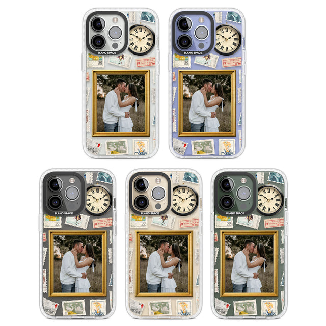 Personalised Vintage Photo Frame Collage Clear Impact Phone Case for iPhone 13 Pro, iPhone 14 Pro, iPhone 15 Pro