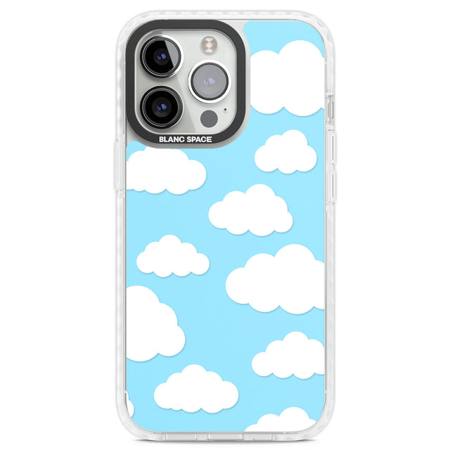 Blue Sky & Clouds Pattern Clear Impact Phone Case for iPhone 13 Pro, iPhone 14 Pro, iPhone 15 Pro