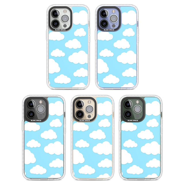 Blue Sky & Clouds Pattern Clear Impact Phone Case for iPhone 13 Pro, iPhone 14 Pro, iPhone 15 Pro