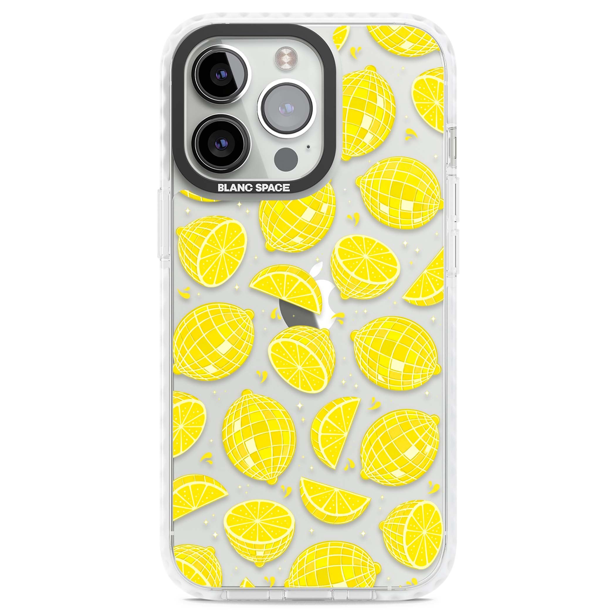 Disco Lemons citrus iPhone case featuring mirrorball lemons, sliced fruit and sparkle accents | Clear Impact case for iPhone 13 Pro, iPhone 14 Pro, iPhone 15 Pro