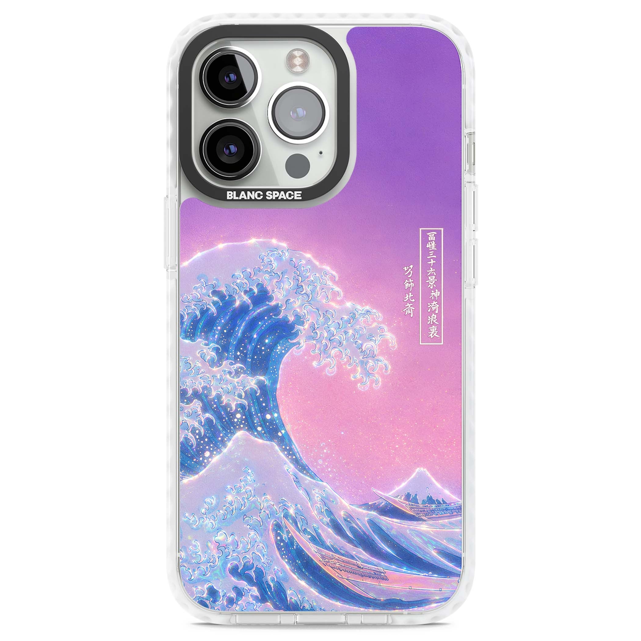 The Great Opal Wave Japanese iPhone case featuring Hokusai's great wave in iridescent pastels with lilac sky and Mou | Clear Impact case for iPhone 13 Pro, iPhone 14 Pro, iPhone 15 Pro