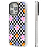 Checkered Blossom Clear Impact Phone Case for iPhone 13 Pro, iPhone 14 Pro, iPhone 15 Pro