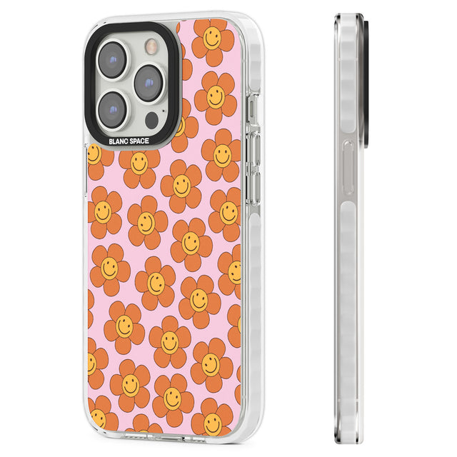 Floral Smiles Clear Impact Phone Case for iPhone 13 Pro, iPhone 14 Pro, iPhone 15 Pro