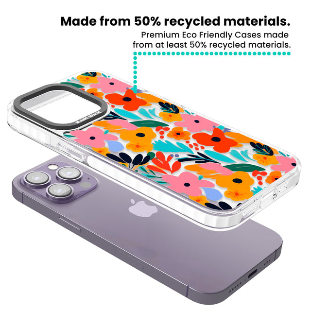 Floral Fiesta Clear Impact Phone Case for iPhone 13 Pro, iPhone 14 Pro, iPhone 15 Pro