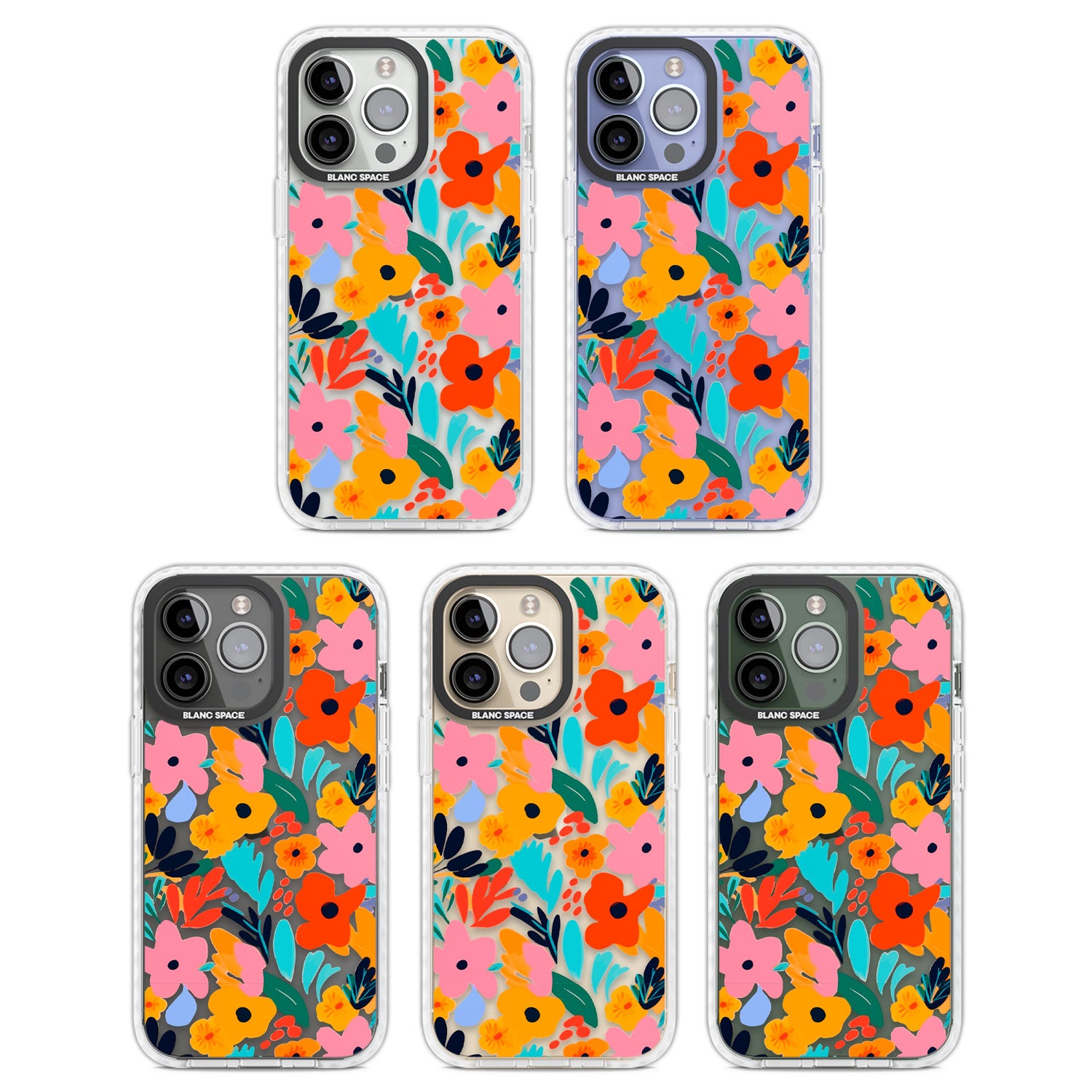 Floral Fiesta Clear Impact Phone Case for iPhone 13 Pro, iPhone 14 Pro, iPhone 15 Pro