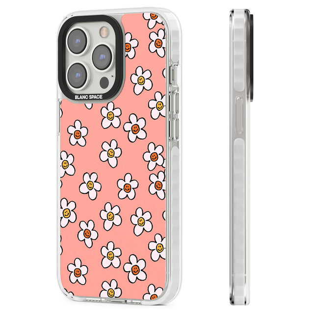 Peachy Daisy Smiles Clear Impact Phone Case for iPhone 13 Pro, iPhone 14 Pro, iPhone 15 Pro