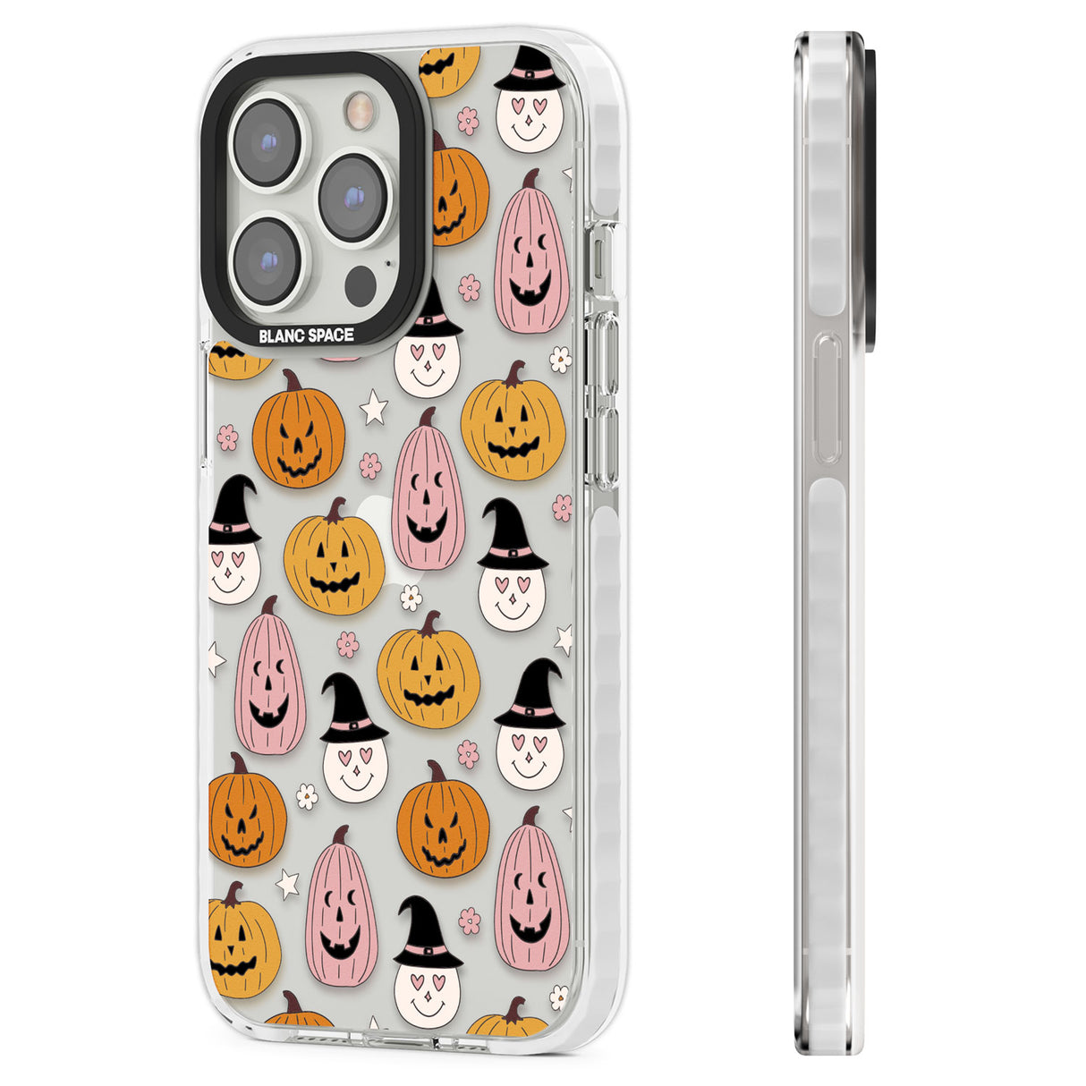 Witches and Pumpkins Pattern Clear Impact Phone Case for iPhone 13 Pro, iPhone 14 Pro, iPhone 15 Pro