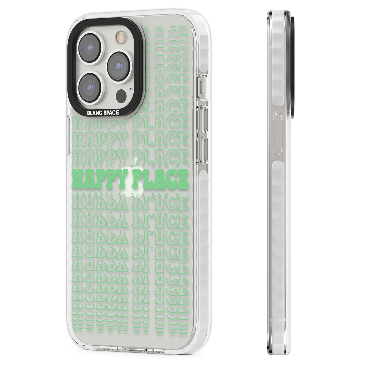 Happy Place (Green) Clear Impact Phone Case for iPhone 13 Pro, iPhone 14 Pro, iPhone 15 Pro