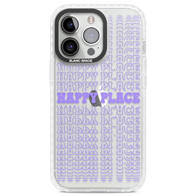 Happy Place (Purple) Clear Impact Phone Case for iPhone 13 Pro, iPhone 14 Pro, iPhone 15 Pro