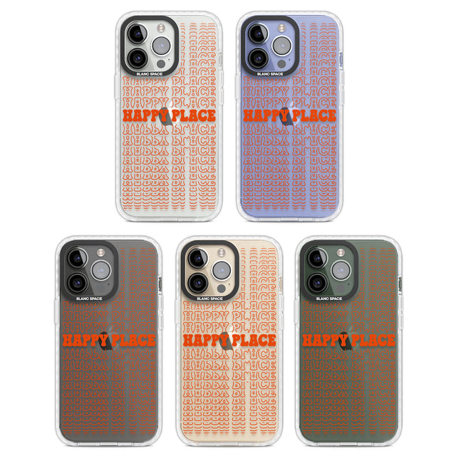 Happy Place (Orange) Clear Impact Phone Case for iPhone 13 Pro, iPhone 14 Pro, iPhone 15 Pro