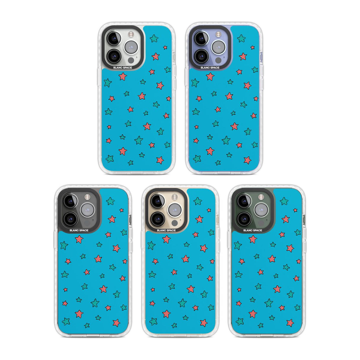 Blue Heartstopper Stars Pattern Phone Case for iPhone 14 Pro